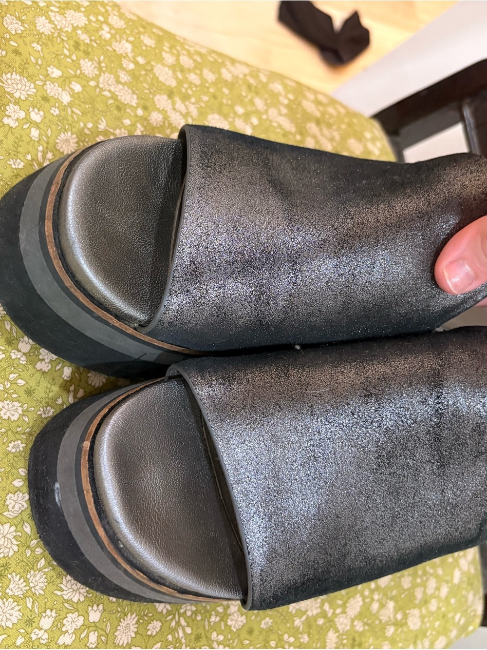 Naked Feet Metallic Charcoal Slide Mules - Picture 3 of 6